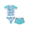 thumbnail image 3 of TTAO Kids Girls Short Sleeves Bathing Suits 3 Pieces Water Sports Swimming Surfing Rash Guard Set Leaf 8, 3 of 4