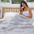 thumbnail image 2 of Comtest Chunky Knit Throw Blanket Chenille, Light Gray, 87"x103"(California King Size), 2 of 6