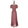 thumbnail image 3 of Women Renaissance Peasant Maiden Boho Inspired Cap Sleeve Lace Trim Maxi Dress, Pink, Small, 3 of 5