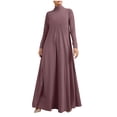 thumbnail image 2 of Gspmoly Robes pour Femmes, Robe Décontractée Grande Taille pour Femmes à Col Montant, Couleur Unie, Manches Longues, Hiver Automne, Basique, Maxi Longue Décontractée, Robe Quotidienne de Vacances, Robes Formelles pour Femmes, Offres du Jour, 2 of 6