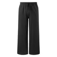 thumbnail image 4 of MIASHUI Girls Summer Loose Pants Solid Color Flower Wide Leg Beach Pants,Black,6-7 Years, 4 of 5