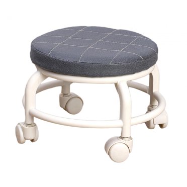 Low Roller Round Seat Pulley Wheel Stool Heavy Duty Small Comfortable Sturdy Low black