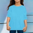 thumbnail image 2 of PMVFHDE T-Shirt à Manches Longues pour Enfants Garçons Filles Automne Printemps Col Rond Uni, Bleu, 6-7 Ans, 2 of 4