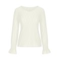 thumbnail image 4 of RXIRUCGD Blouse de Base à Col Rond à Manches Longues Unie pour Femme, Mode d'Automne, Blanc, Taille : L, 4 of 6