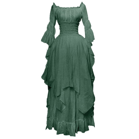 Fartey Women's Medieval Victorian Dresses Plus Size Elegant Puff Sleeve High Low Ball Gown Off Shoulder Party Gown Renaissance Maxi Dresses Halloween Costumes