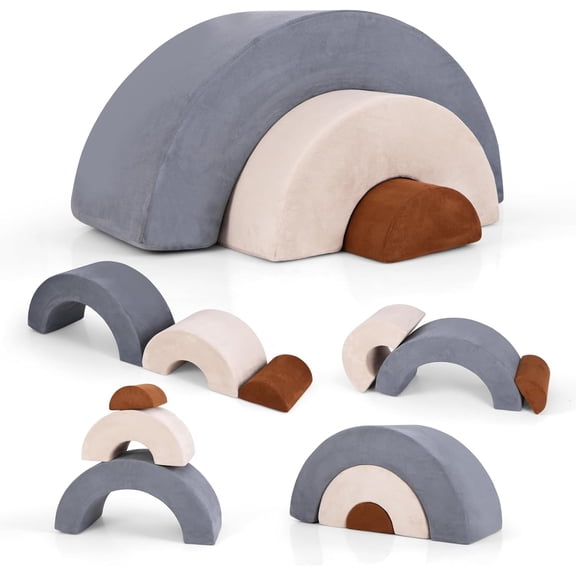 OLAKIDS Jouets d'Escalade pour Tout-Petits, Ensemble de Jeu Intérieur en Forme d'Arc-en-ciel de 3 Pcs avec Blocs d'Escalade en Mousse, Équipement Souple Modulaire Tunnel de Rampement Arc-en-Ciel pour Salle de Jeux Canapé pour Enfants Salle de Jeux Bébé