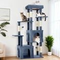 thumbnail image 1 of Yiwa Multi-Level 61" Cat Tree Tower, Sturdy Modern Cat Furniture for Large Cats and Maine Coons, Featuring Jumbo Perch, Two Spacious Condos, Sisal Scratching Posts, and Hanging Balls, 1 of 7