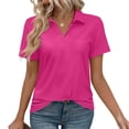 thumbnail image 1 of Ailaofu T-Shirts à Manches Courtes à Col en V pour Femmes, Hauts d'Été à Col, T-Shirts Décontractés Amples, 1 of 7