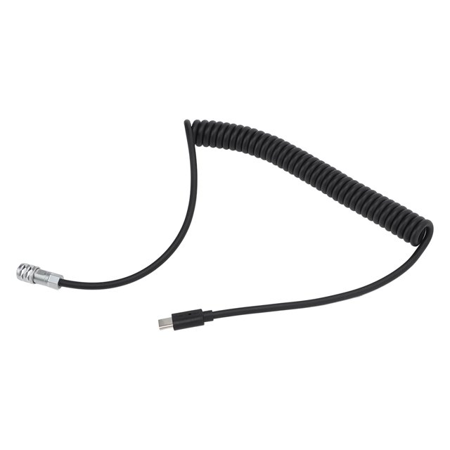 USB C Coiled Cable, Trigger Coiled Power Cable Wear Resistance 2 Pin Self Locking Connector Fast Charging For Camera
