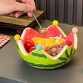 thumbnail image 4 of Watermelon-Themed Ceramic Fruit Serving Bowl Set with Six Stainless Steel Forks for Home Dining Bar Events and, 4 of 5