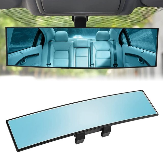 Rear View Mirror Car Rearview Mirror 11.8in Panoramic Wide Angle Interior Rear Mirror Anti-Glare HD Clear Clip on Rear View Mirror for Car Truck