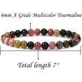 thumbnail image 2 of Bracelet Extensible en Perles Rondes de 6 mm en Tourmaline Multicolore Naturelle de Qualité A 7 Pouces Unisexe, 2 of 5