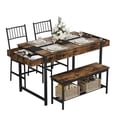 thumbnail image 3 of Space-Saving Dining Table Set for 4 – Rectangular Kitchen Table with 2 Chairs, 1 Bench, Double-Sided Storage Drawers & Rack – Farmhouse Breakfast Nook Furniture for Dining Room or Kitchen, 3 of 8
