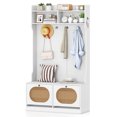 thumbnail image 1 of Costway 4-In-1 Hall Tree Entryway Bench with Coat Rack & Flip Drawers 6 Dual-Hook Hangers White, 1 of 10