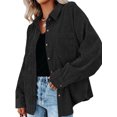 thumbnail image 2 of Womens Corduroy Casual Button Down Shirts Long Sleeve Boyfriend Oversized Collared Shacket Jacket Blouses Tops, 2 of 6