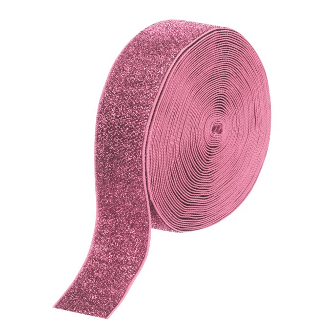 Unique Bargains Metallic Glitter Velvet Ribbon 1 9/16"x 10 Yard Single Face Sparkle Ribbon Gift Wrapping Pink