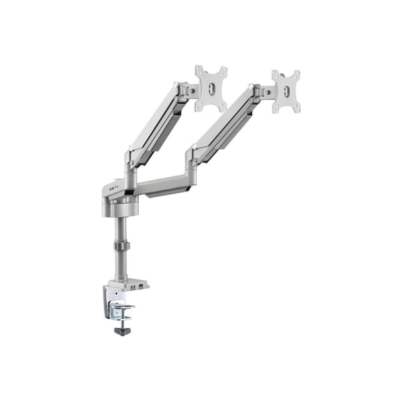 Eaton Tripp Lite Series Dual-Display Flex-Arm Mount for 17" to 32" Monitors - Clamp or Grommet, USB, Audio Ports - Mounting kit (desk clamp mount) - full-motion - for 2 LCD displays - steel - silver - screen size: 17"-32" - desktop