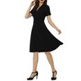 thumbnail image 4 of INSPIRE CHIC Robes Vintage pour Femmes 2024 Col Plat Manches Courtes Robe Évasée S Noir, 4 of 6