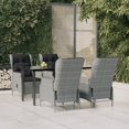 thumbnail image 1 of vidaXL 5 Piece Garden Dining Set Light Grey Poly Rattan, 1 of 5