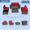 thumbnail image 2 of Kullavik Patio Furniture Sectional Sofa Set 7-Pieces PE Rattan Patio Conversation Set w/43in Gas Fire Pit Table, Outdoor Furniture with 55000 BTU Propane Fire Pit, Red, 2 of 6