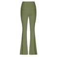 thumbnail image 3 of LOVZFMLL Women's Pants, Solid Color Tight Fitting Hip Shaping Flared Yoga Pants Army Green, L, 3 of 4