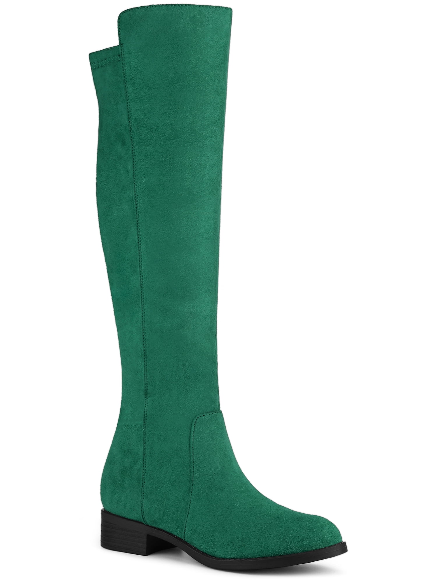 Unique Bargains Women's Side Zipper Chunky Heel Knee High Boot
