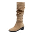 thumbnail image 2 of Aqestyerly Women's Thick Heel Zipper Boots,Oversized Back Zipper Round Toe Ankle Booties HWRETIE, 2 of 9
