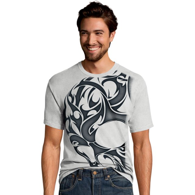 Hanes Mens Graphic Tee, M, Skull Tatt/Light Steel