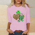 thumbnail image 1 of Meichang Chemises Chanceuses pour Femmes T-Shirts de la Saint-Patrick Trèfle à Quatre Feuilles Imprimé T-Shirts Manches 3/4 Col Rond Décontracté Hauts Irlandais Chanceux, 1 of 4