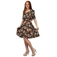 thumbnail image 1 of Peach Couture Robe Patineuse Princesse à Manches Mi-Longues pour Femmes à Imprimé Floral Rose avec Coutures, 1 of 1