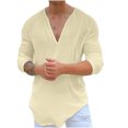 thumbnail image 1 of Birdeem Chemise Décontractée pour Hommes, Col en V, Manches Longues, Respirante, 1 of 6