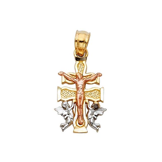 Precious Stars Pendentif Croix Caravaca en Or Tricolore 14k