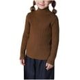 thumbnail image 1 of LOVZFMLL Girl's Sweater, Turtleneck Ribbed Pullover Solid Color, Casual Essential Cozy Stretchy Layering Top Fall Winter Top Kid Girls Clothes for 5-6 Years, 1 of 4