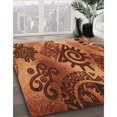 thumbnail image 3 of Ahgly Company Tapis d'Intérieur Lavable à la Machine, Carré, Transitionnel, Rouge Cramoisi, Tapis de Zone, 5 Pieds Carré, 3 of 7