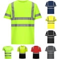 thumbnail image 1 of UVEASISHA Mens Quick Dry T-Shirts Short Sleeve High Visibility Safety T Shirts Hi Vis Reflective Construction Work Shirts with Reflective Strips and Front Pocket On Sale, 1 of 5