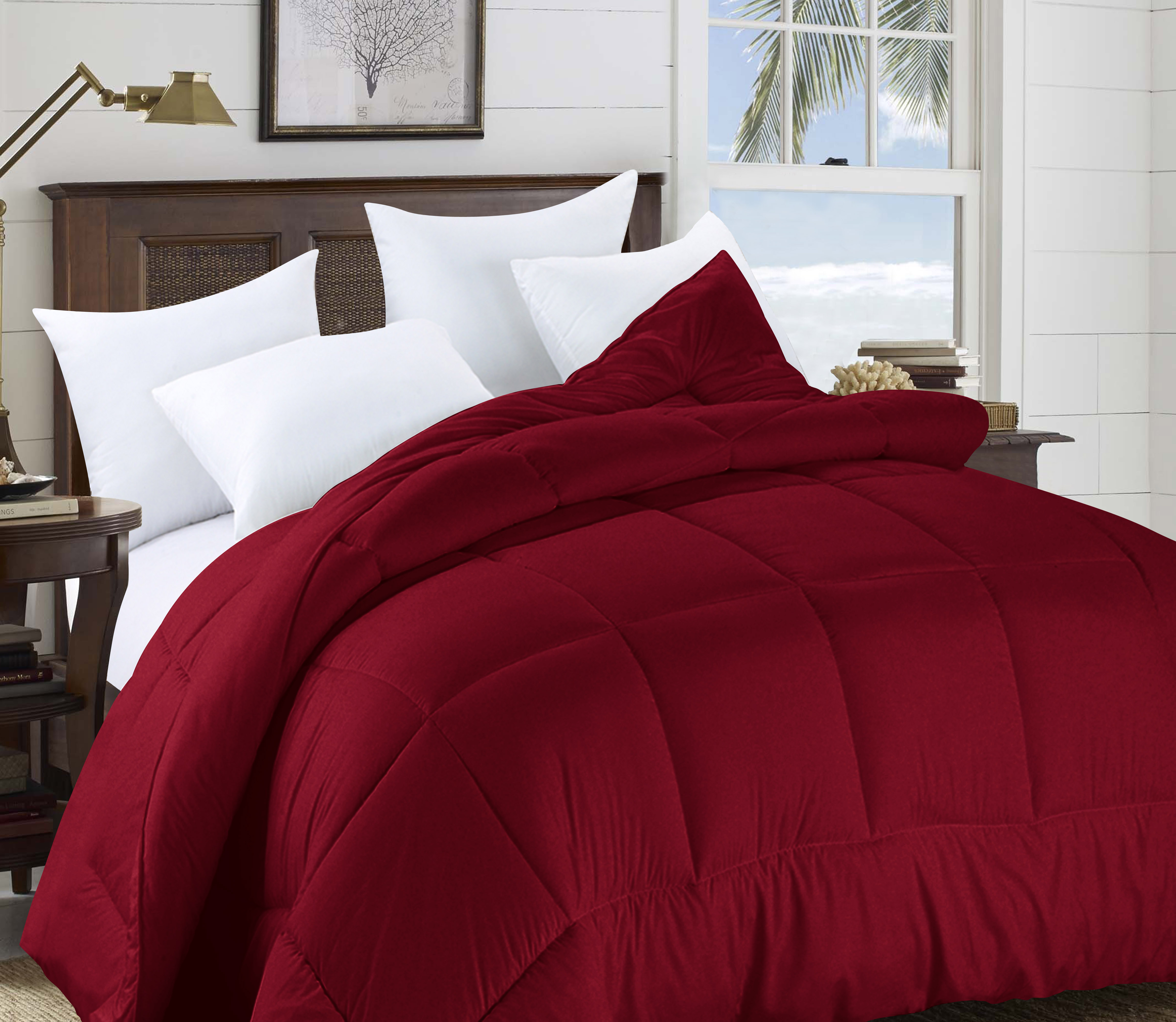 Couette Synthétique à Garnissage Lourd Swift Home, Literie Ultra Douce Toutes Saisons Hypoallergénique, King, Bourgogne