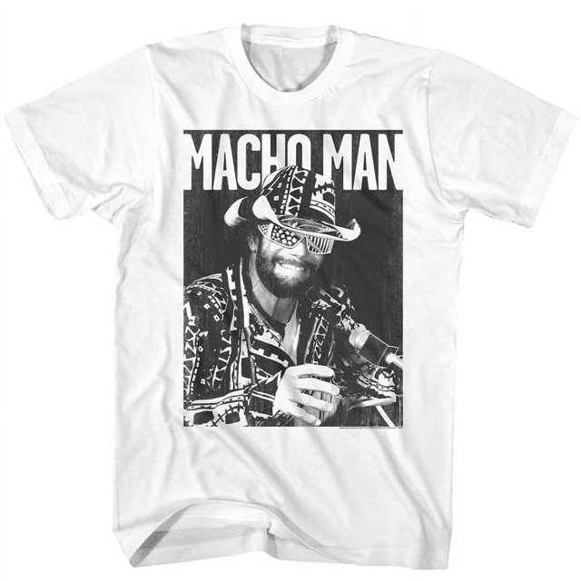 Macho Man Machoman T-Shirt Blanc pour Adulte 6TG