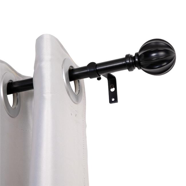 Utopia Alley D54Z 0.75 in. Single Decorative Drapery Adjustable Curtain Rods for Windows 48 to 86 in. - Black