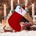 thumbnail image 2 of Christmas Tree Decorative Socks With Embroidered Initial Letters Red Green White Knit Stockings, 2 of 2