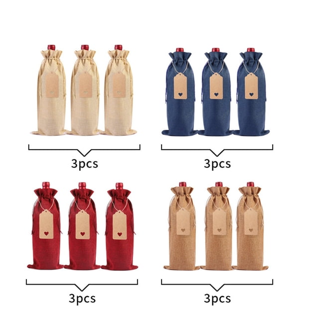 Birdeem Linen Wine Bottle Bag Set Wine Bottle Set Linen Tag Red Wine Packaging Bag