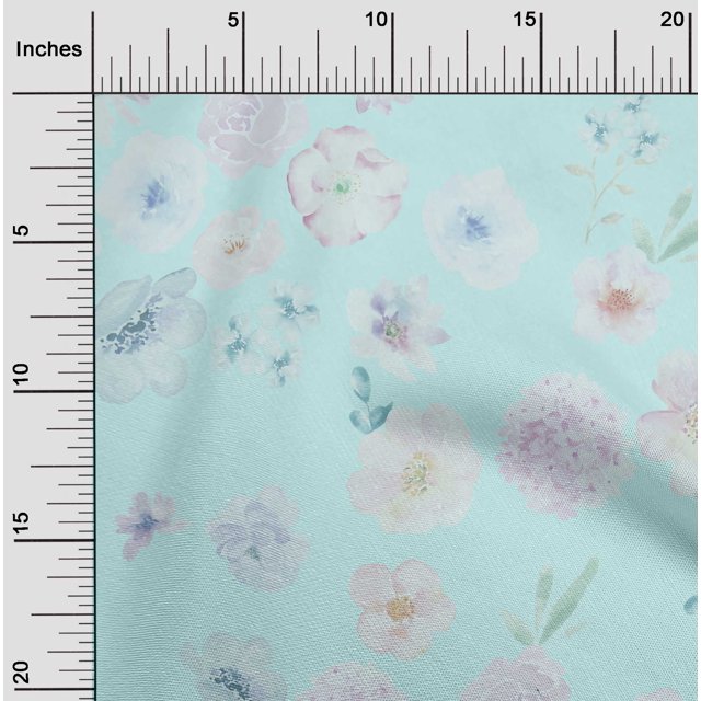 oneOone Silk Tabby Fabric Flower Watercolor Printed Craft Fabric BTY 42 Inch Wide