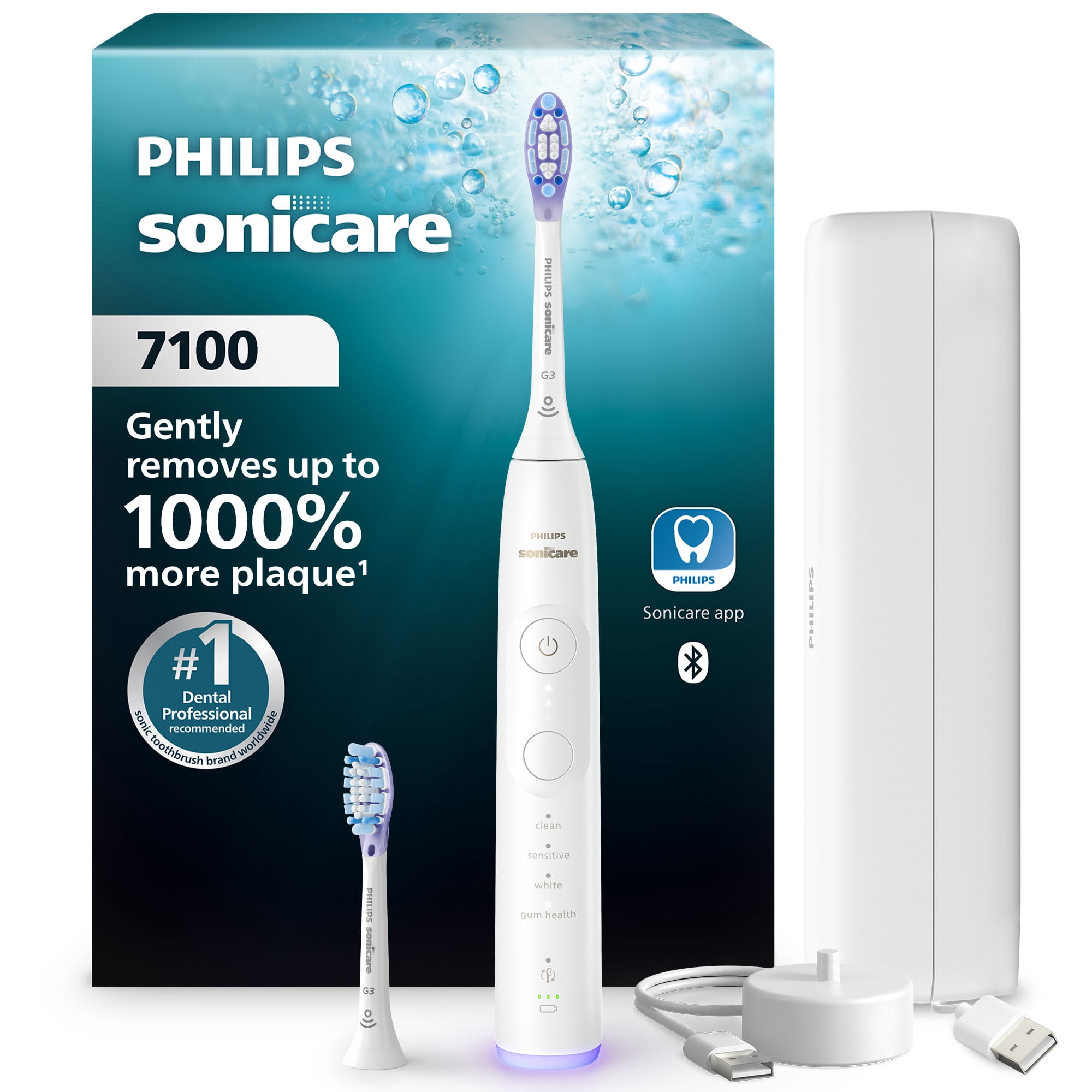 Philips Sonicare Série 7100 Brosse à Dents Rechargeable, Blanche, HX7420