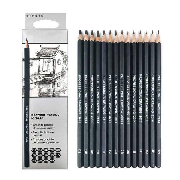 Drawing Pencils 14pcs/set 12B 10B 8B 7B 6B 5B 4B 3B 2B B HB 2H 4H 6H Graphite Sketching Pencils Professional Sketch Pencils Set for Drawing
