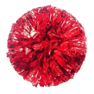 2 Pack 12” Pom Poms Cheerleading Pom Poms for Kids Metallic Foil & Plastic Ring Pom for Sports Dance Party Cheering Team