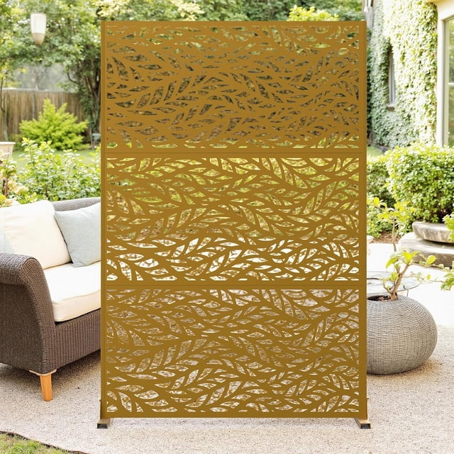72" H x 47" W Freestanding Metal Privacy Screen - Rustproof Weather-Resistant, 0.39" Gap Decorative Fence for Patio & Garden