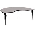 thumbnail image 1 of 48''W x 72''L Kidney Grey HP Laminate Activity Table - Height Adjustable Short Legs, 1 of 3