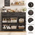 thumbnail image 4 of Homfa Buffet Bahut de Cuisine 42,5 Pieds', Armoire de Rangement Style Ferme à 3 Tiroirs avec Tablette Ajustable, Brun Foncé, 4 of 8