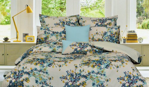 Tribeca Living Casablanca 5-Piece Cotton Floral Duvet Cover Set, Queen