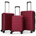 thumbnail image 1 of Costway 3-Piece Hardside Luggage Set (20/24/28 Inch) with 8-Spinner Wheels, 3-Digital Lock Red, 1 of 10