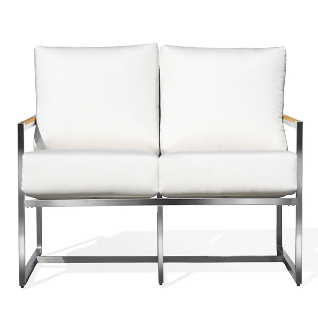 Causeuse d'Extérieur Moderne et Élégante en Acier Inoxydable, Mobilier de Jardin avec Coussin, pour Balcon, Cour, Véranda